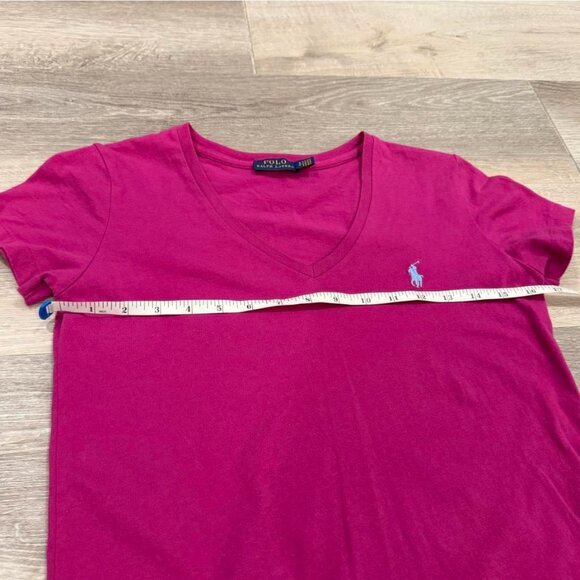 POLO RALPH LAUREN Fuchsia V Neck short sleeve T Shirt Size S - Picture 4 of 7